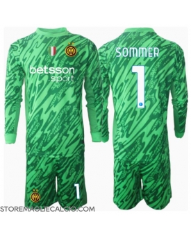Inter Milan Yann Sommer #1 Portiere Maglia Gara Casa Repliche 2024-25 Bambino Maniche Lunghe